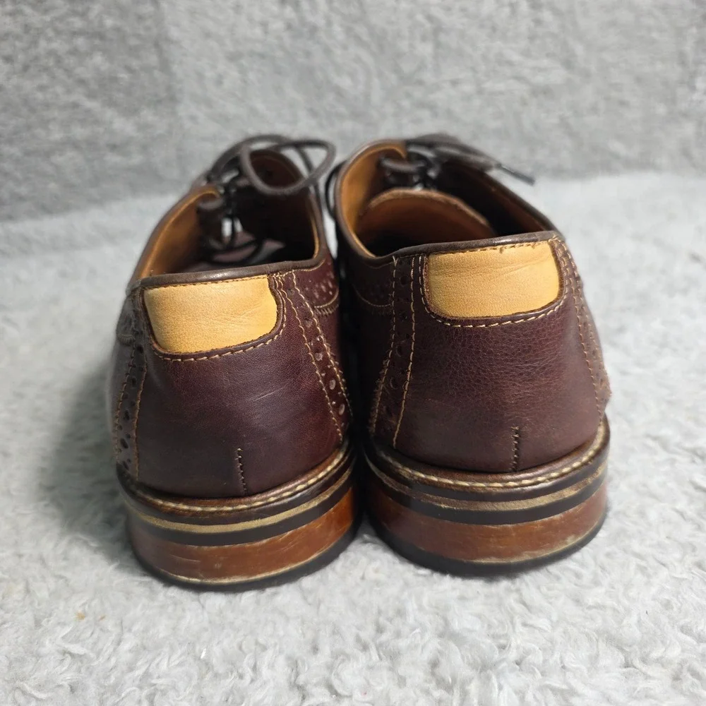 Johnston & Murphy Mens Brown Leather Wingtip Sheepskin Dress Shoes‎ Size 8.5